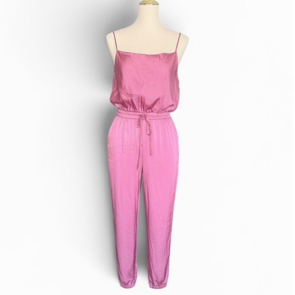Cinq a Sept‎ Finnley Pink Satin Sleeveless Jogger Jumpsuit Small Tous Les Jours
